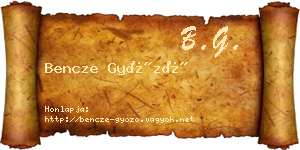 Bencze Győző névjegykártya